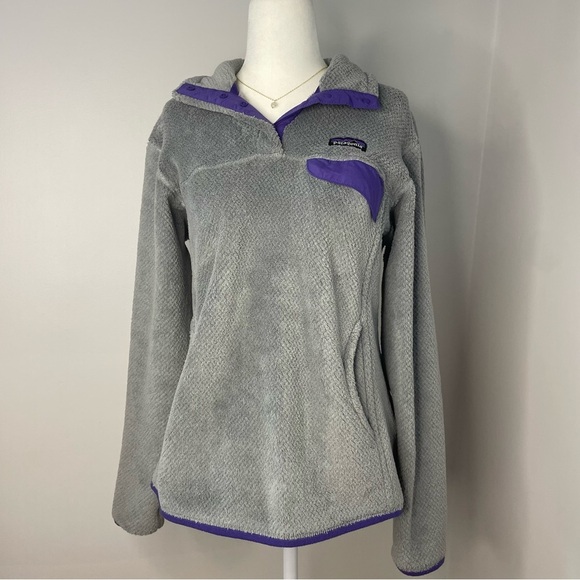 Patagonia Re-Tool Snap-T Fleece Pullover Gray Purple Medium - Picture 6 of 8